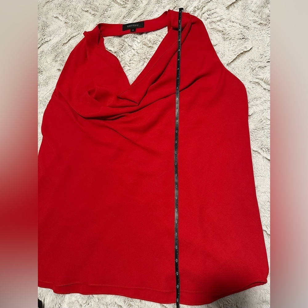 Karen Kane Vibrant Red Women's Draped Cowl Neck Top Blouse - Picture 8 of 8